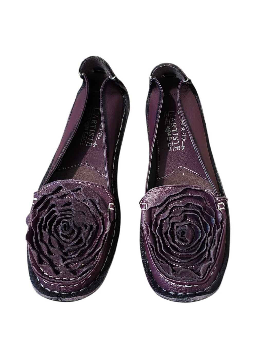 Spring Step L'ARTISTE Dezi Plum Floral Leather Slip-On Flats - 39